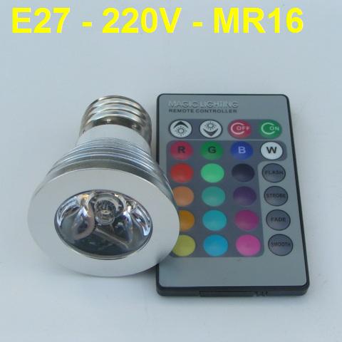 RGB LED Луничка E27 3W с Дистанционно Управление